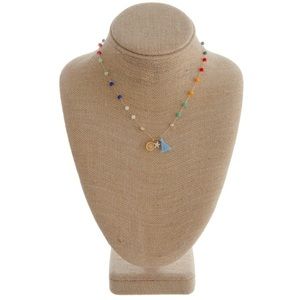 Short beaded necklace with tassel and star